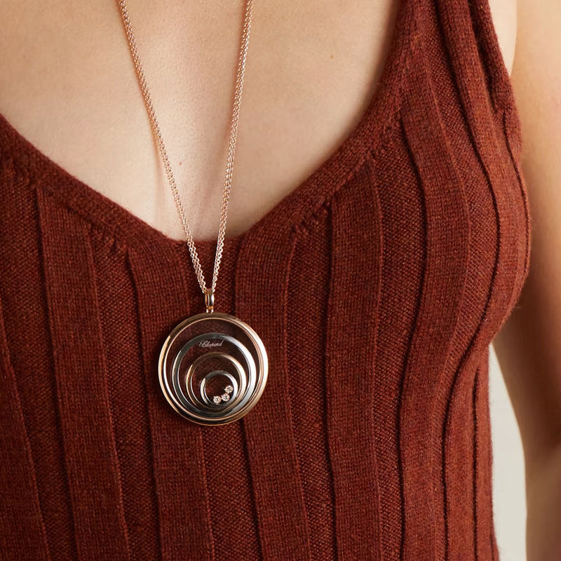 Кулон Chopard Happy Diamonds из белого и розового золота с бриллиантами