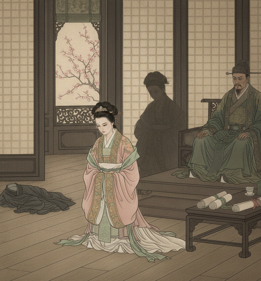 У Цзэтянь перед императором Гаоцзуном.