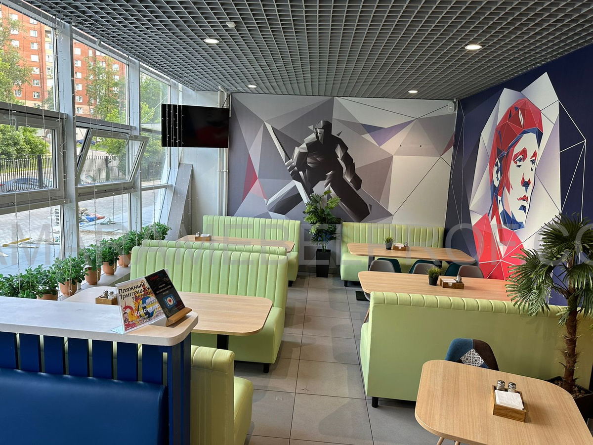 Диваны нашего производства в одном из кафе