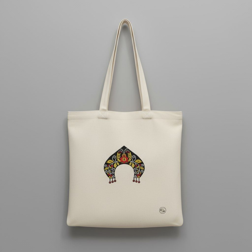 Вышитый кокошник на сумке