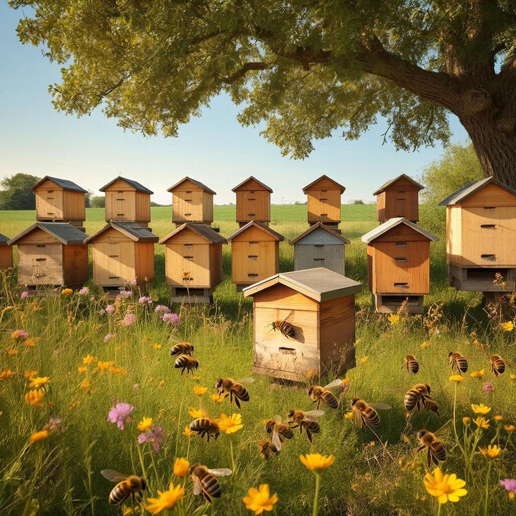 Пасека. Изображение сгенерировано сервисом GigaChat