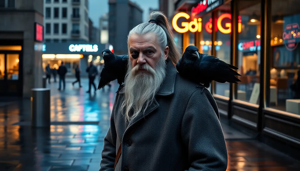 Один и два ворона Хугин и Мунин. Изображение создано нейросетью. Может не соответствовать действительности.