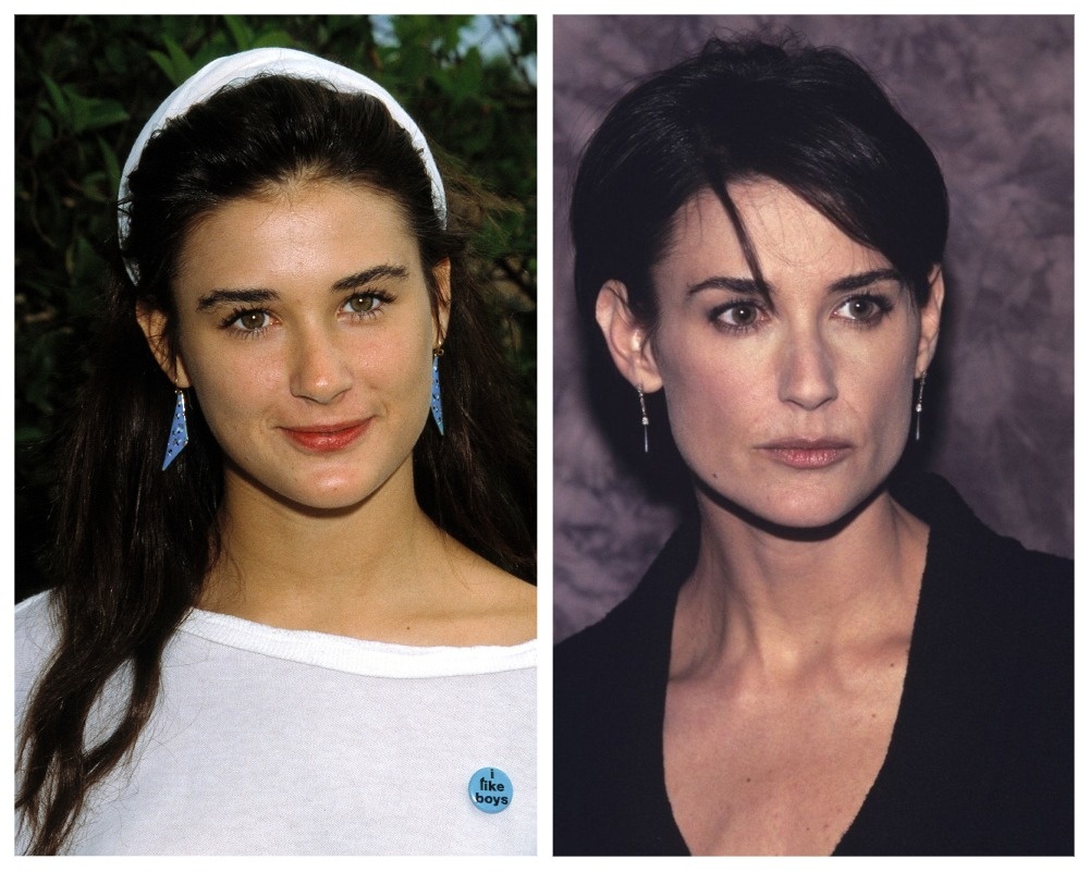 Деми Мур 1982 год (фото слева) и 1997 год (фото справа) (Источник: Соцсети)