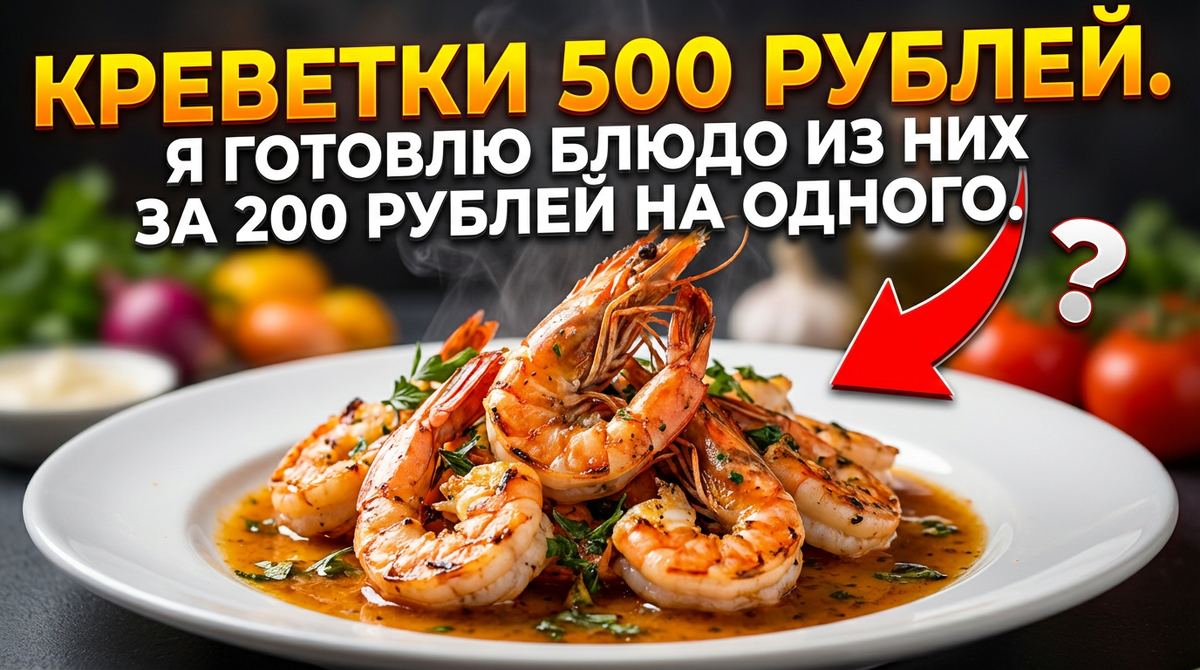 Креветки 500 рублей. Я готовлю блюдо из них за 200 рублей на одного.