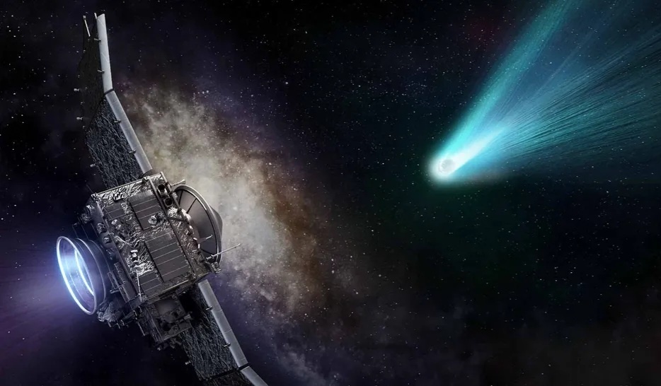 Астрономы хотят отправить космический аппарат для «перехвата» 3I/ATLAS или следующего межзвёздного объекта. Это поможет исследователям больше узнать о далёких звёздных системах Млечного Пути. (Изображение предоставлено Николасом Фордером/Future)