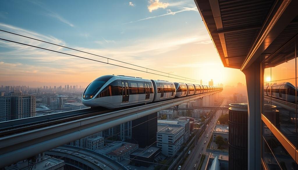    изображение монорельсовой системы в городе