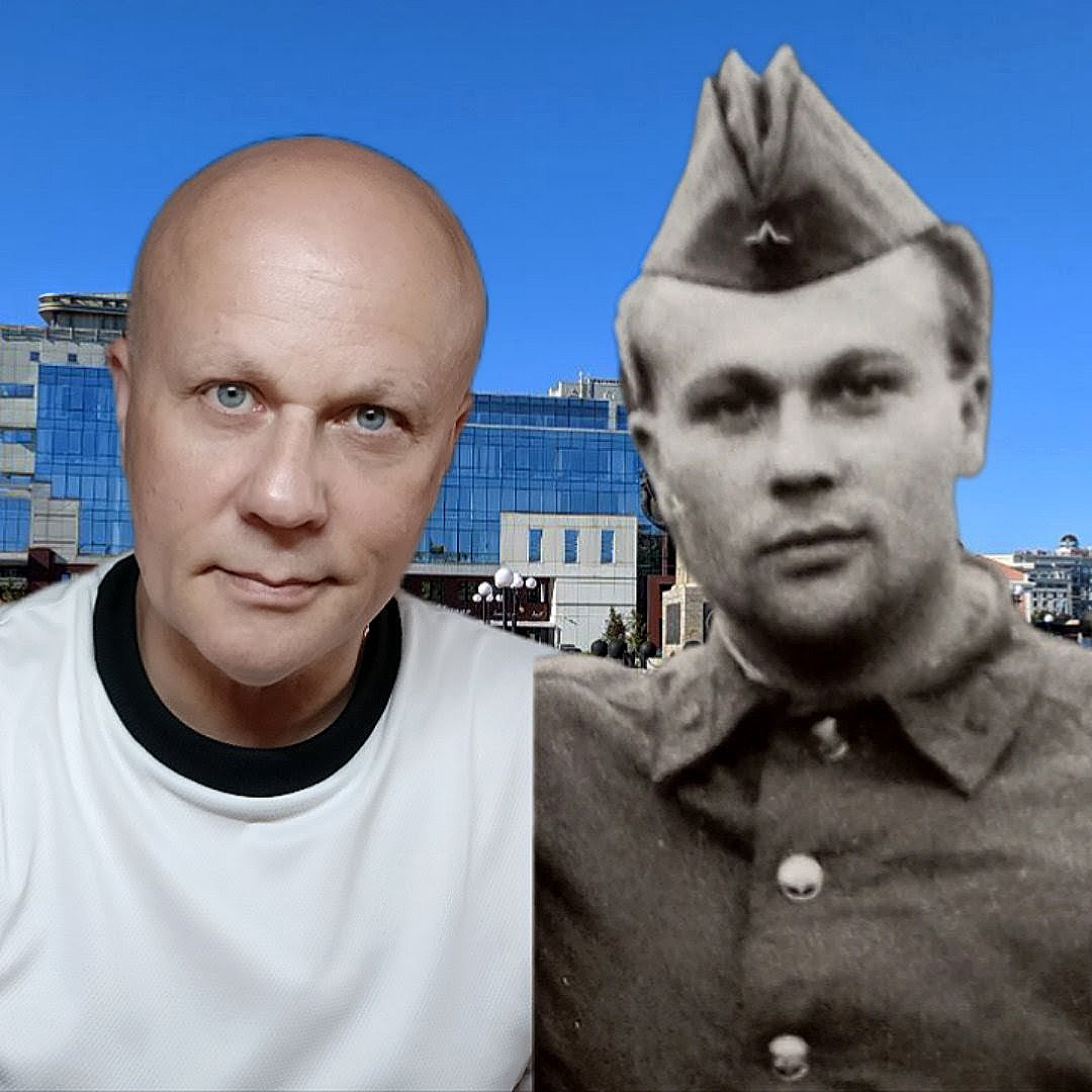 Фото автора. Здесь мне 19 лет и 52 года. Фото в форме сделано в июле 1990 года во время прохождения КМБ.