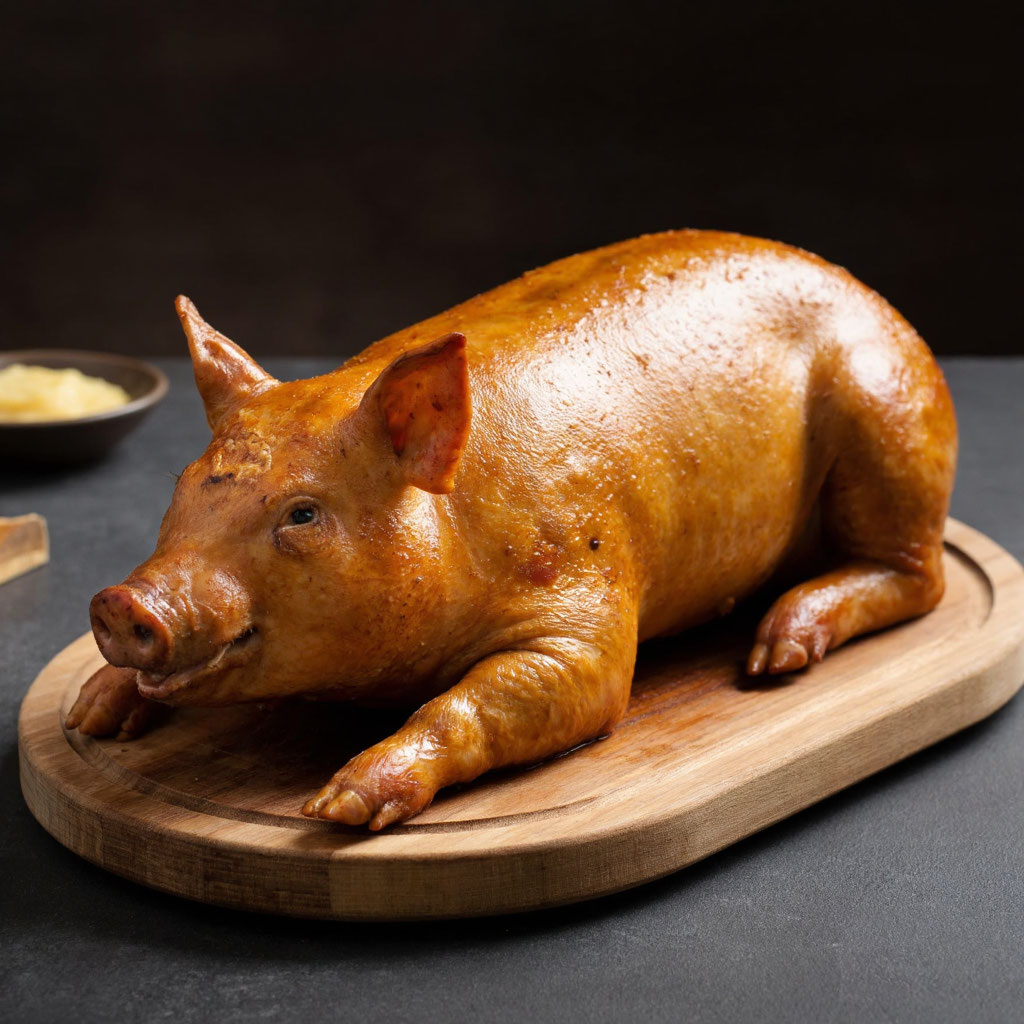 запечённый  поросёнок целиком