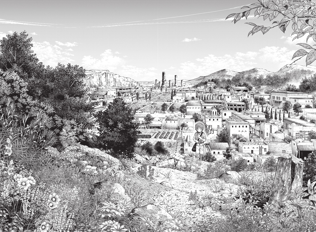 Разворот из манги Мицу Идзуми «Архимаг библиотеки. Книга 1» (перевод Алексея Лесьо) © ООО «Издательства АЗБУКА»