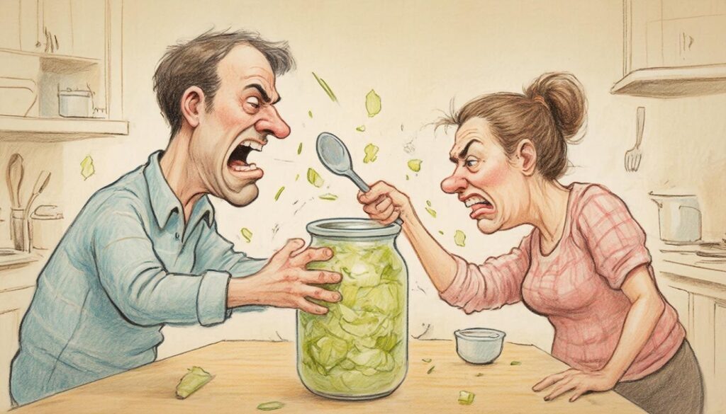    Банка квашеной капусты спровоцировала драку между братом и сестрой. Иллюстрация сгенерирована в ГигаЧате