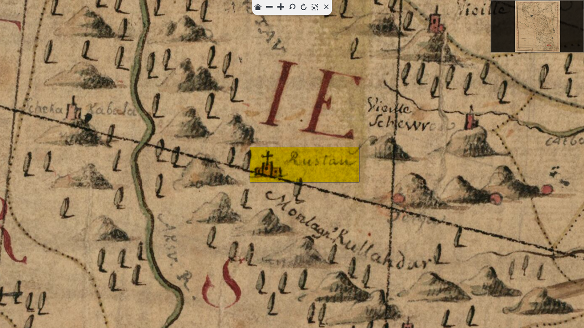 На фото: Рустов_Carte générale des païs renfermés entre la Mer Noire, celle d’Azof et la mer Caspienne…, 1766.