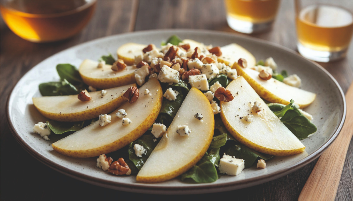 Салат: «Зимний вальс» с грушей и горгонзолой