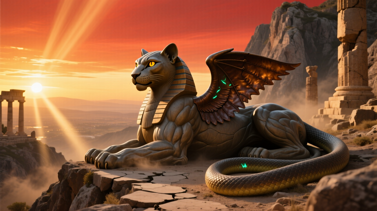 Крылатая Сфинга на горной тропе. Неверный ответ на ее загадку означал для путника верную смерть.