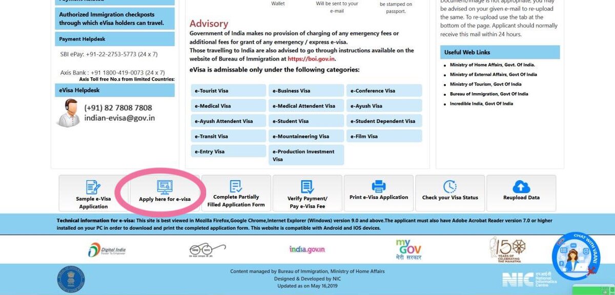 https://indianvisaonline.gov.in/evisa/tvoa.html 
