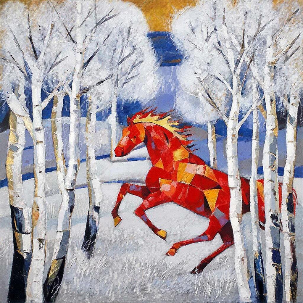 Фантазия на тему наступающего года Огненной Красной Лошади. Идея автора, воплощение – нейросеть GigaChat.