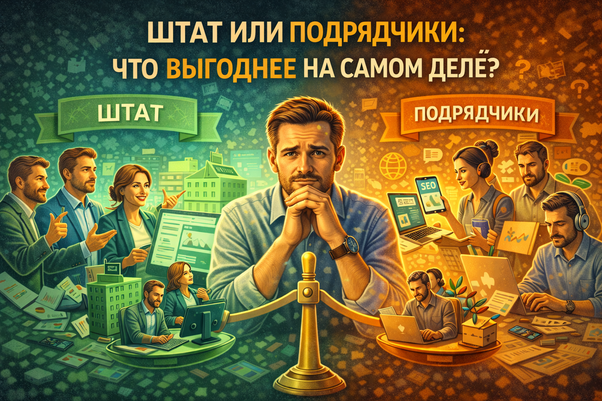 Вопрос не в том, что выгоднее — штат или подрядчики. Вопрос в том, насколько бизнес готов управлять маркетингом. Если управления нет — любой формат будет казаться дорогим и неэффективным.