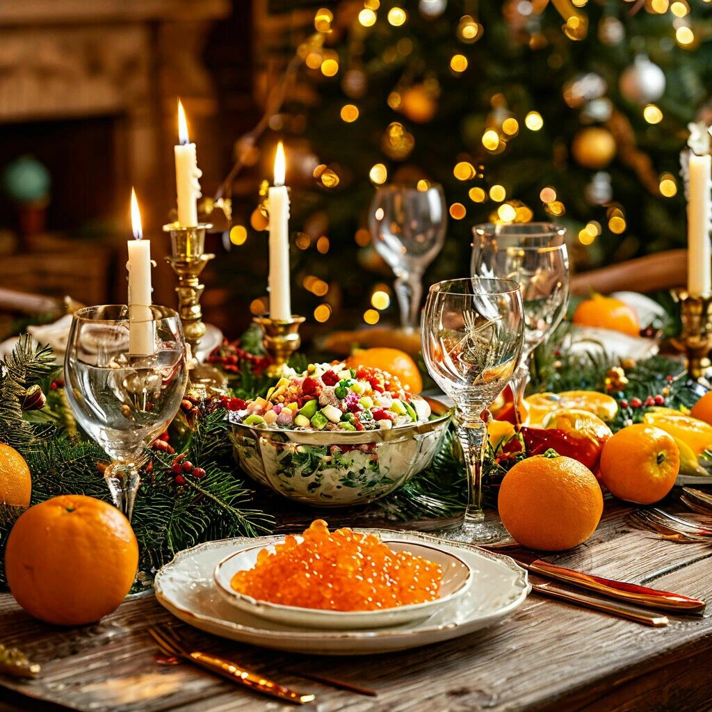 Новогодний стол. Фото из открытых источников