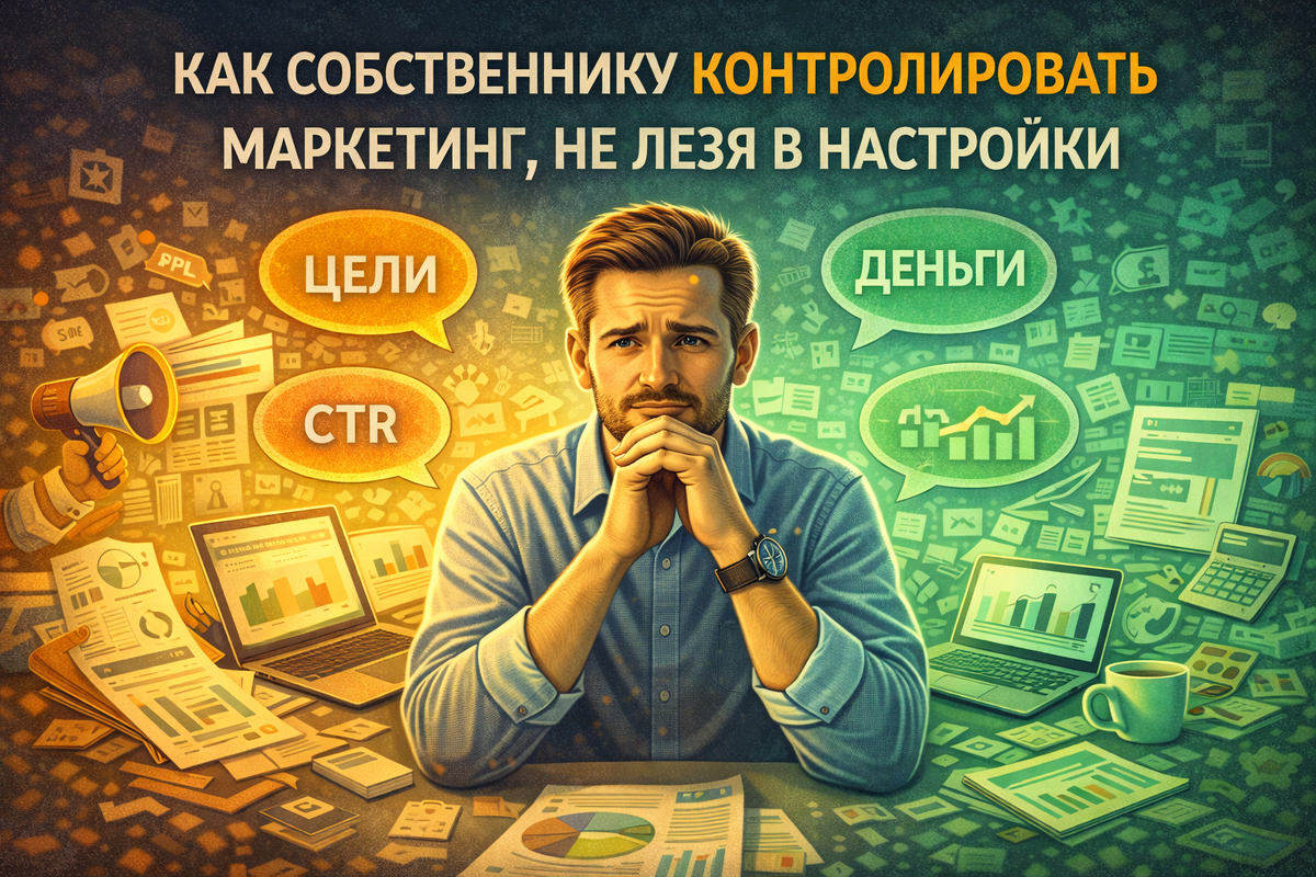Собственник не должен быть маркетологом. Он должен быть управляющим маркетингом. Через:
цели, цифры, экономику, логику решений. Всё остальное — детали, которые должны оставаться внутри команды.