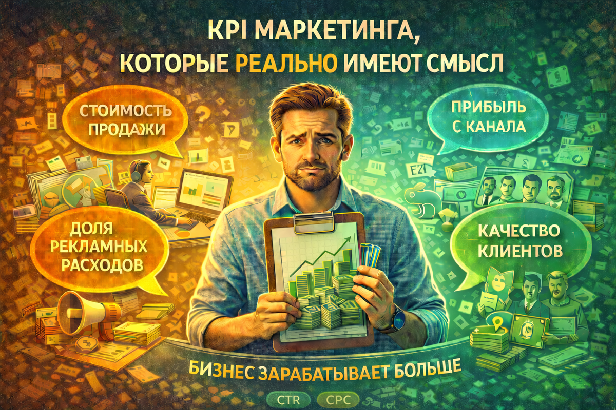 Настоящие KPI маркетинга — это не метрики кабинетов. Это показатели, которые отвечают на вопрос: бизнес стал зарабатывать больше или нет? Всё остальное — вспомогательные инструменты, а не ориентиры для принятия решений.
