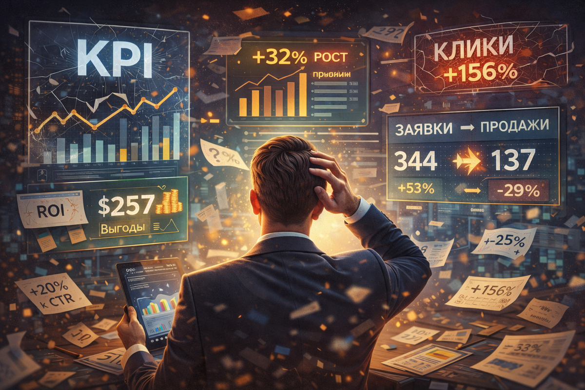 Маркетинг ломается не из-за отсутствия KPI, а из-за неправильных показателей. Пока бизнес смотрит на клики, охваты и проценты роста, реальные деньги теряются. Рабочие KPI — это те, которые связывают маркетинг с продажами и прибылью, а не создают иллюзию контроля.