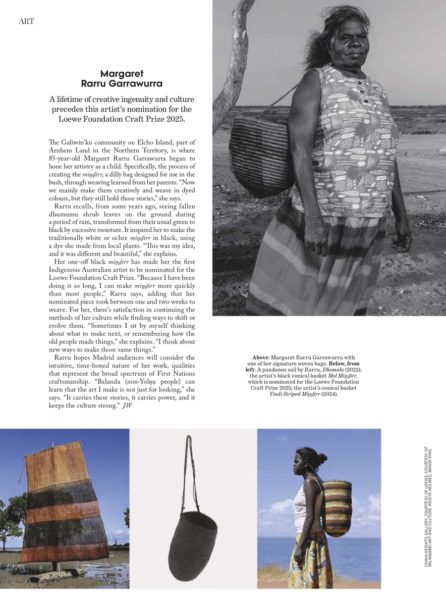Vogue Australia / May 2025. Портрет Маргарет Рару Гарравурра с её плетёными сумками