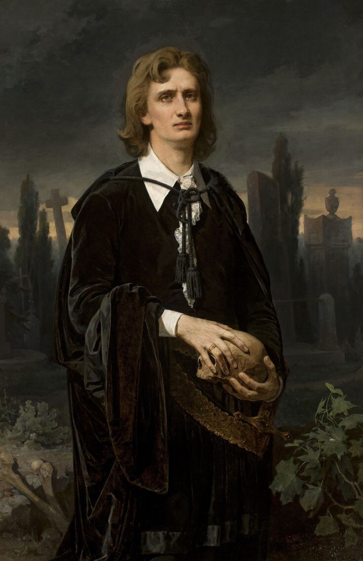 "Не кажется, сударыня, а есть. Мне «кажется» неведомы. Ни мрачность Плаща на мне, ни платья чернота, Ни хриплая прерывистость дыханья, Ни слёзы в три ручья, ни худоба, Ни прочие свидетельства страданья Не в силах выразить моей души. Вот способы казаться, ибо это Лишь действия, и их легко сыграть, Моя же скорбь чуждается прикрасИ их не выставляет напоказ."