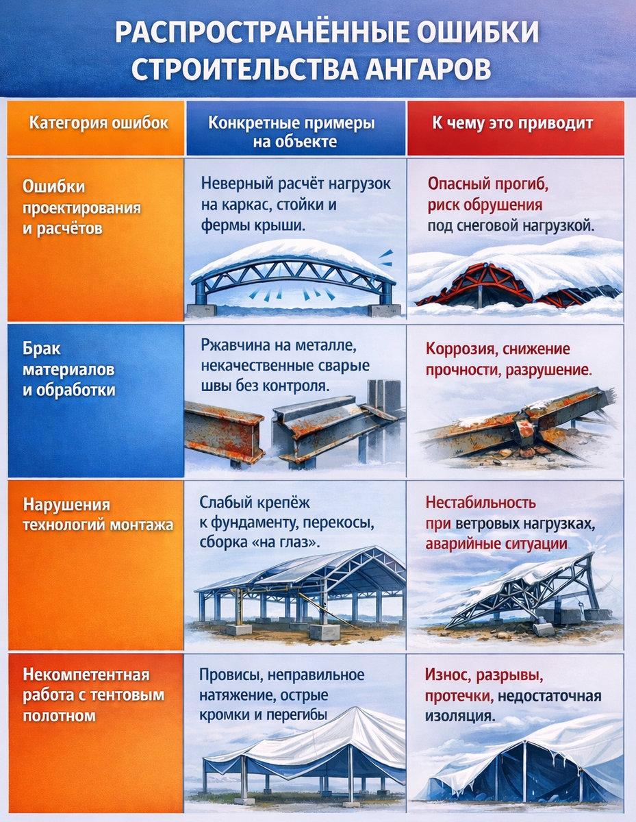 Распространенные ошибки при монтаже ангаров