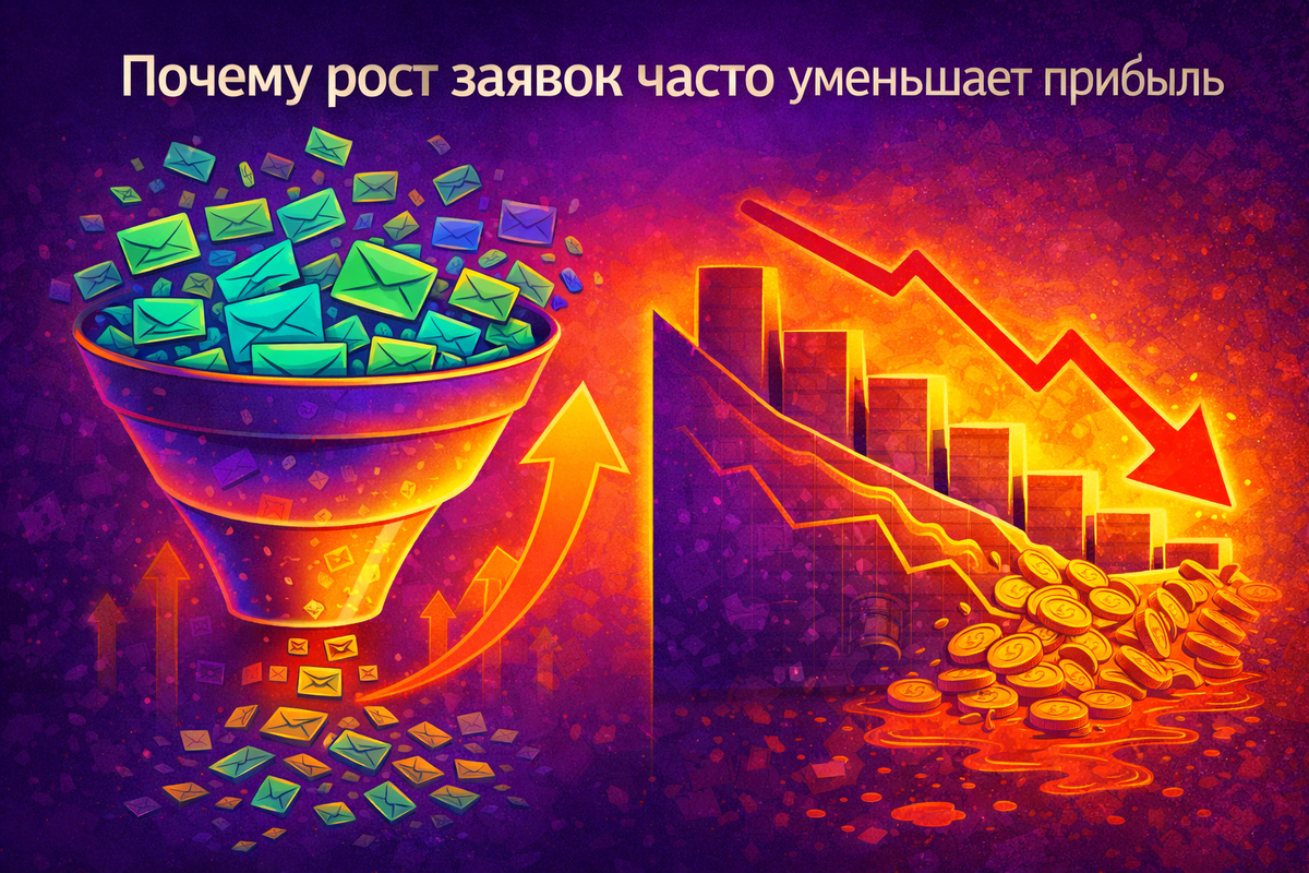 Рост заявок — не цель. Это всего лишь инструмент. Если он не связан с: качеством, экономикой,
маржинальностью, он начинает работать против бизнеса.