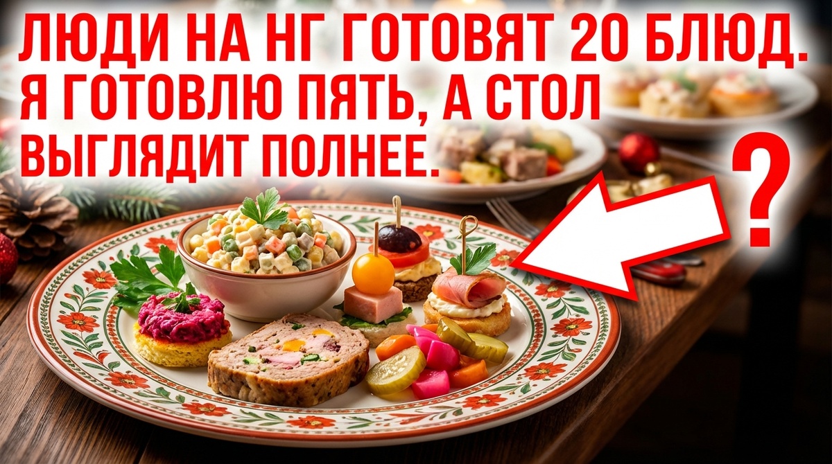 Люди на НГ готовят 20 блюд. Я готовлю пять, а стол выглядит полнее.