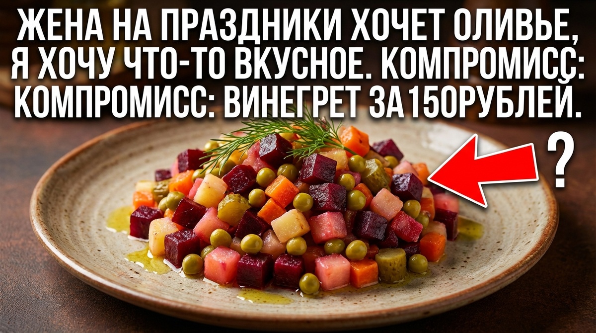 Жена на праздники хочет оливье, я хочу что-то вкусное. Компромисс: винегрет за 150 рублей.