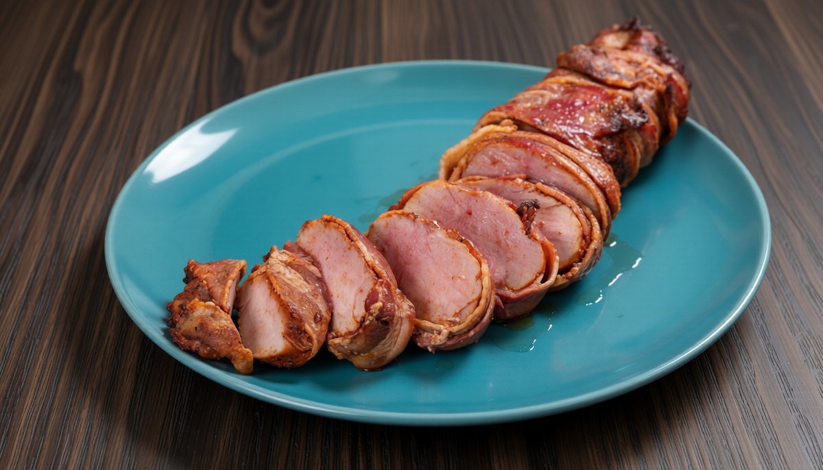 Корейка конфи в беконе с глазурью из бурбона и горчицы