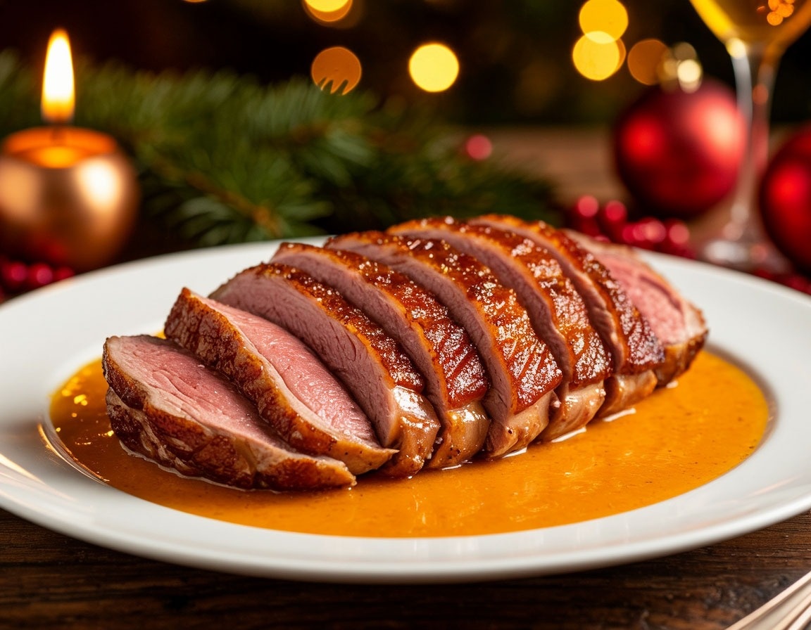 Кето-утиная грудка, это эффектное и сытное горячее для новогоднего стола без сахара и лишних углеводов.