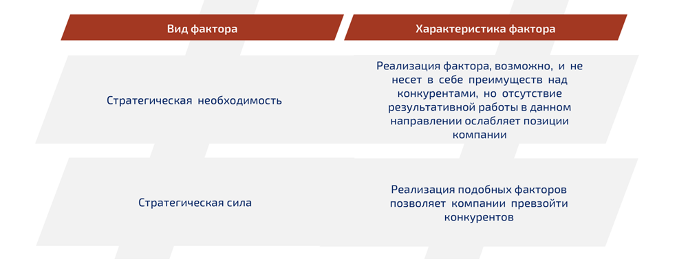 Факторы деятельности компании, влияющие на проектирование  функциональных стратегий