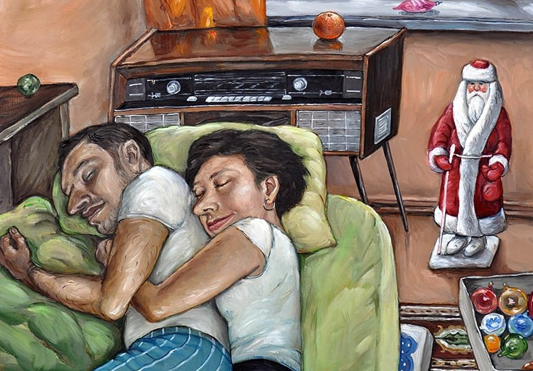 Дед Мороз с папиными глазами. Уютная зима на картинах Анжелы Джерих