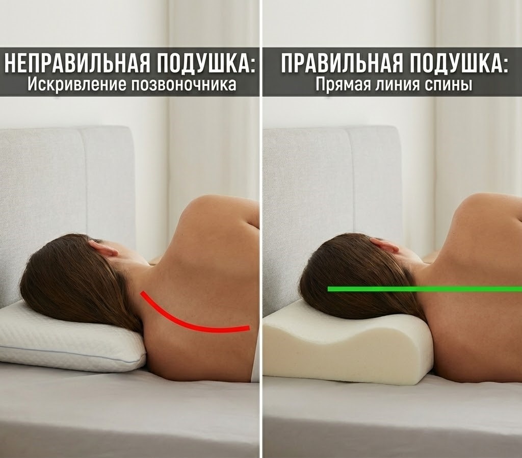 Правильная и неправильная подушка