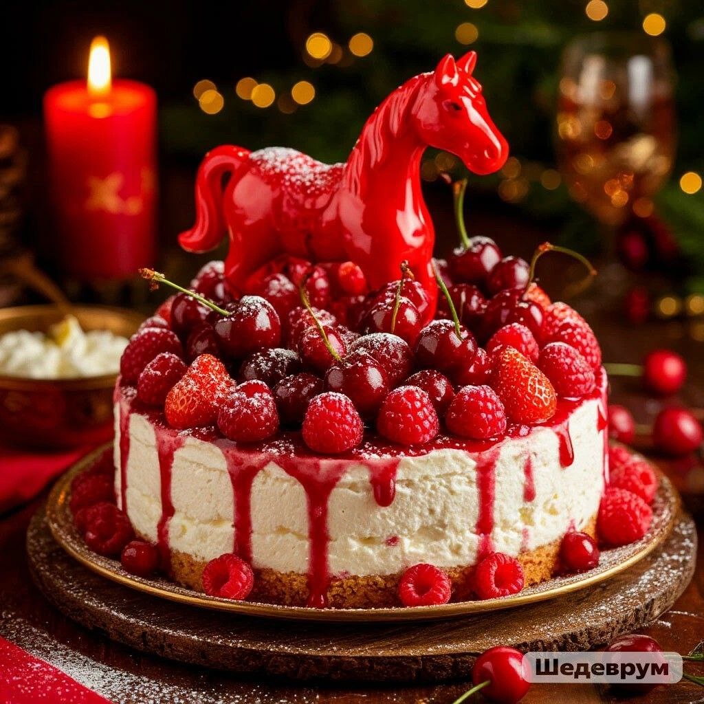 Торт "Анна Павлова" для новогоднего стола, изображение сгенерировано ИИ