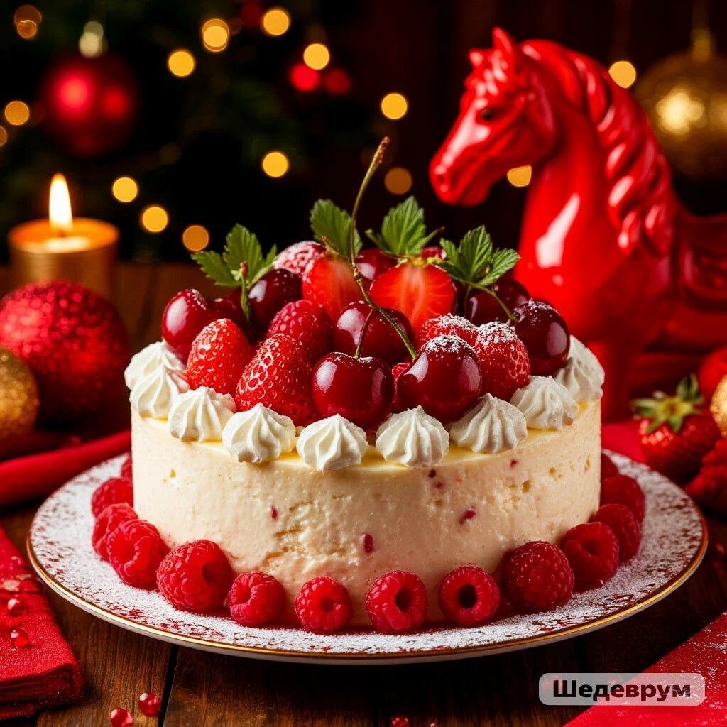 Торт "Анна Павлова" для новогоднего стола, изображение сгенерировано ИИ