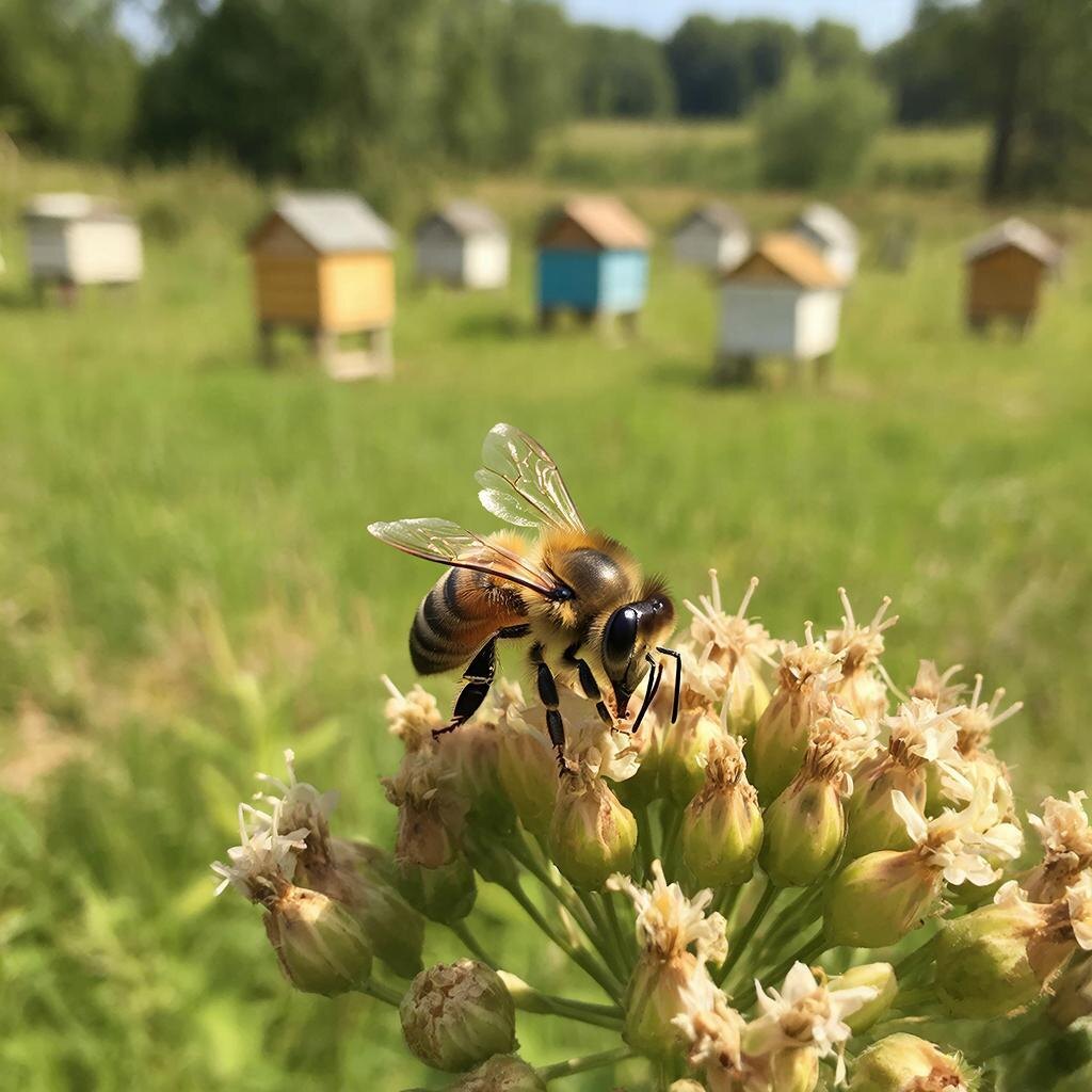 Среднерусская пчела. Изображение сгенерировано сервисом GigaChat
