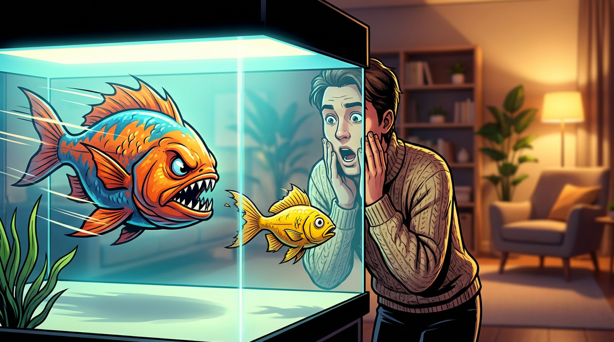 Рыбы дерутся и гоняют друг друга