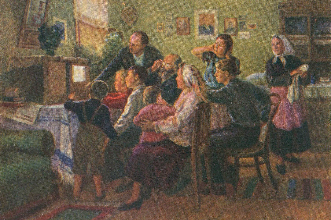 Георгий Шелманов. У телевизора. Новая передача. 1954