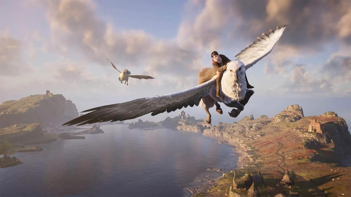 Создать карусельПутешествовать по миру можно как на метле, так и на гиппогрифах. Кадр: Warner Bros. Games