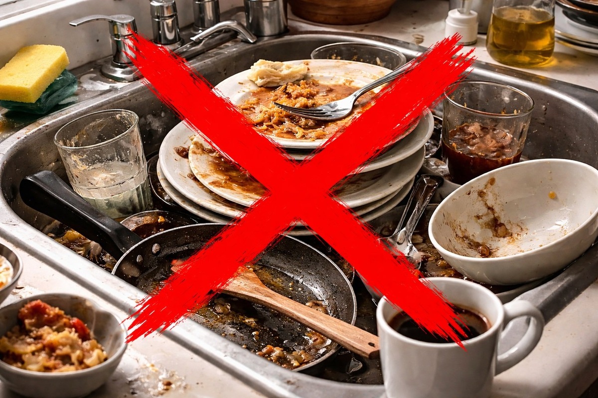    Ученые говорят, что оставленная в раковине гора посуды может привести к пищевому отравлению