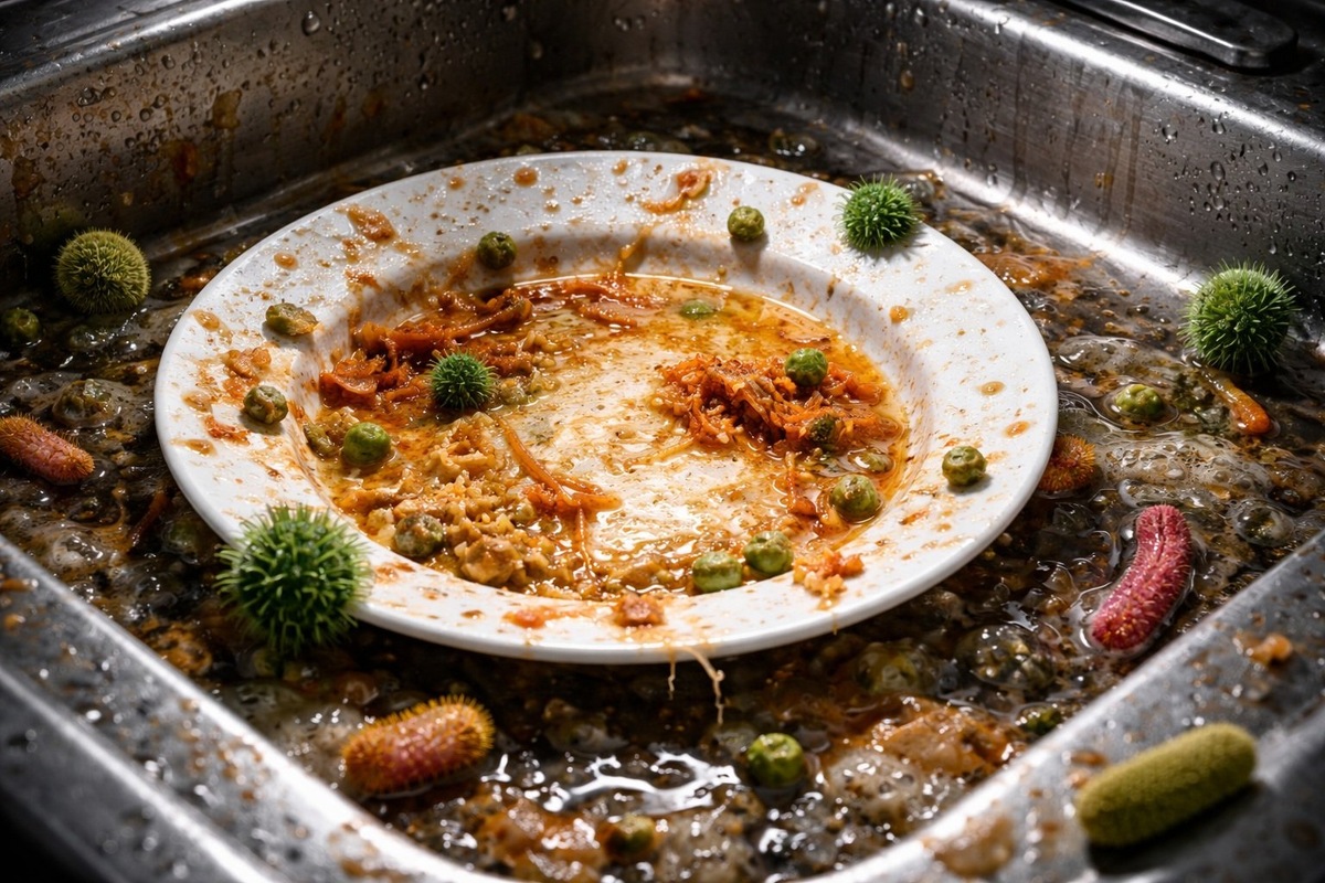    А если оставить посуду в раковине на несколько дней, мытьем придется заниматься еще усерднее