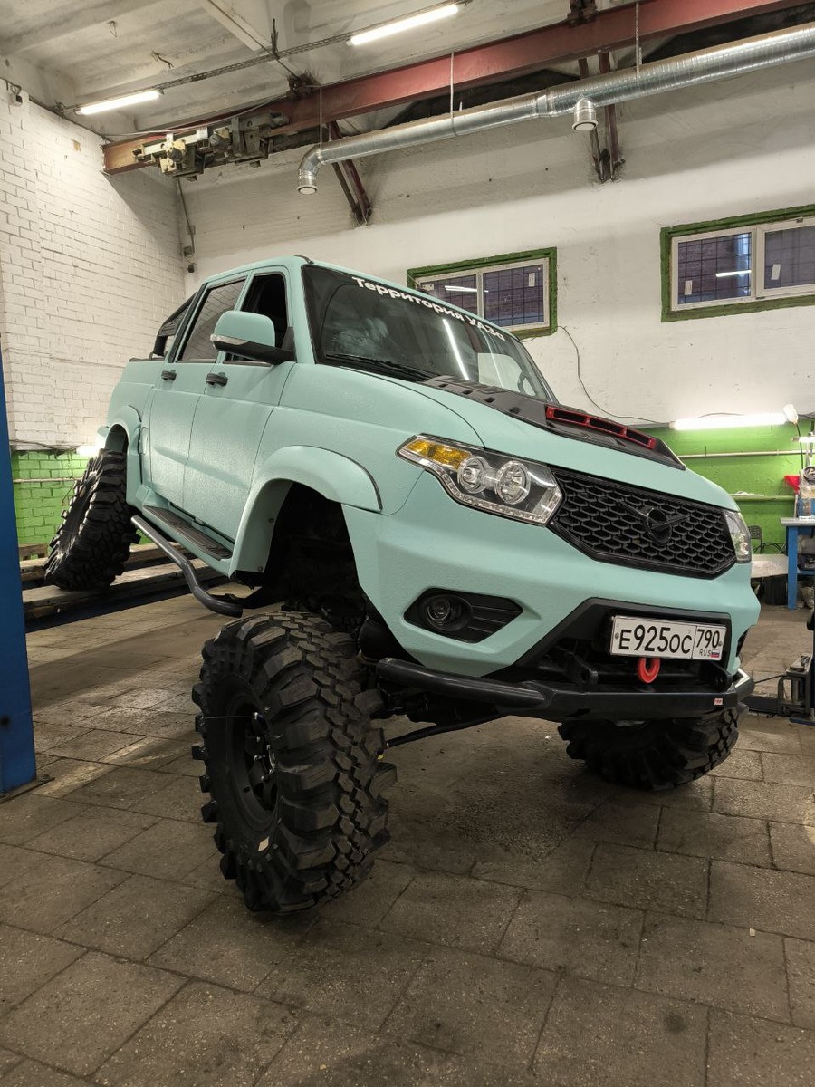 Ход пневмоподвески УАЗ на портальных мостах.