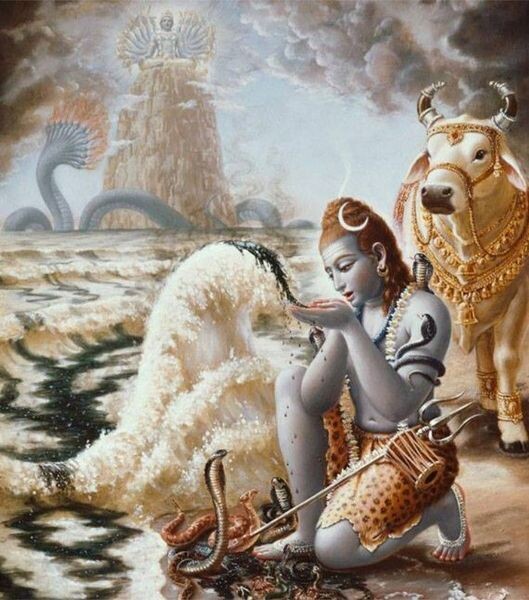 Шива. Пахтание океана. Из открытого источника