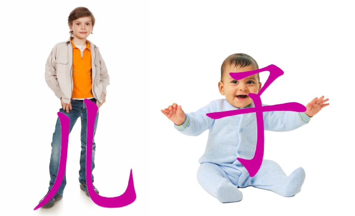 儿 (ér) «ребёнок», «сын»     子 (zǐ)  «дитя», «потомок», «чадо»