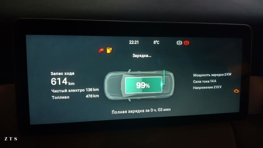    Первая полная зарядка — 136 км на 99%