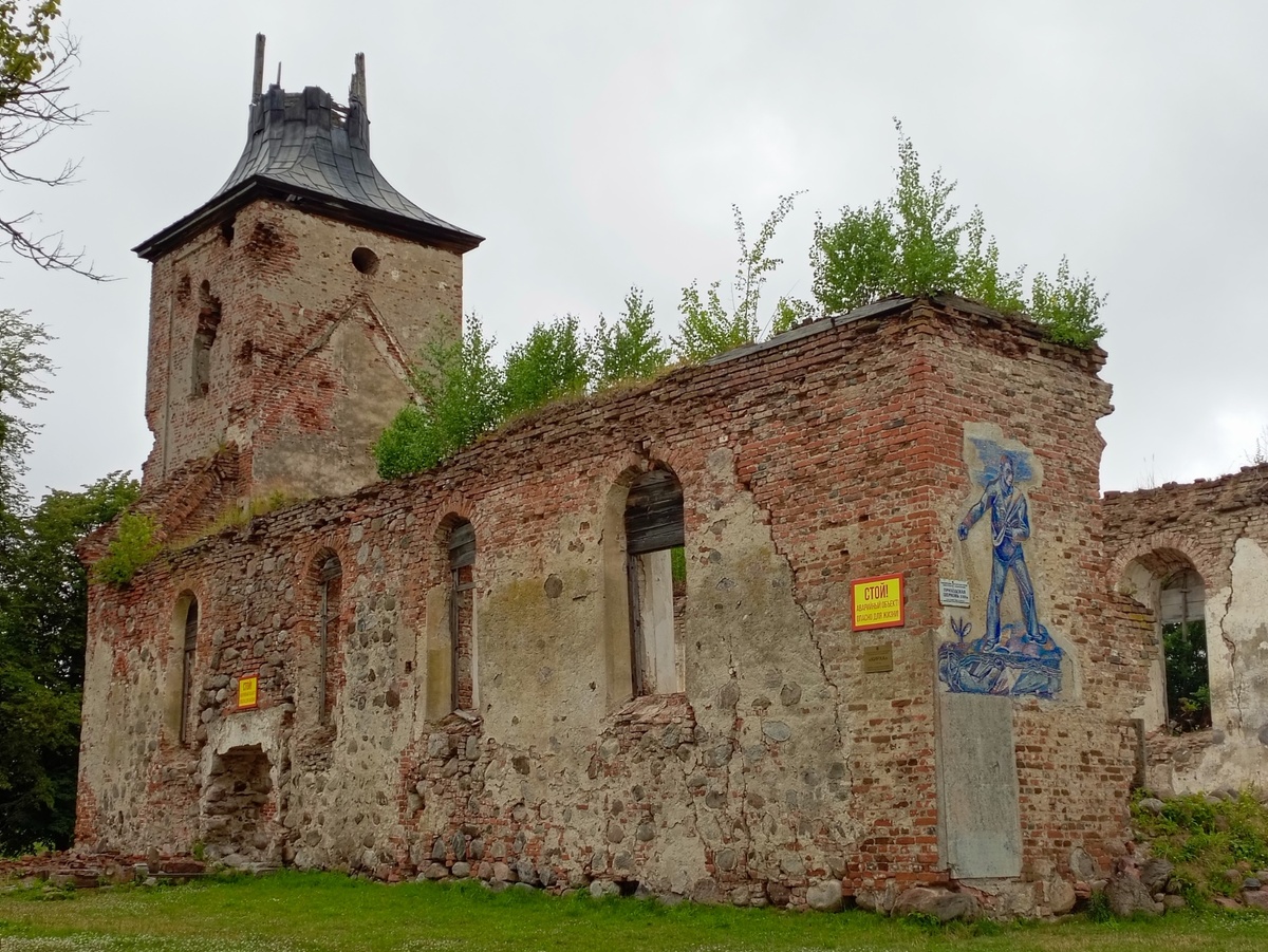 Руины кирхи Борхерсдорф в посёлке Зеленополье Калининградской области.