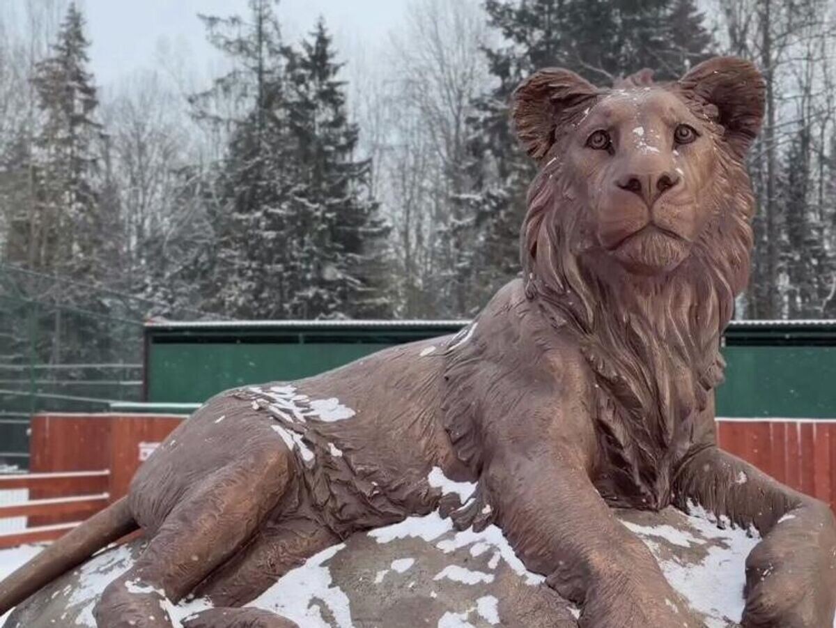    Памятник погибшему львенку Тайсону в подмосковном парке львов "Земля Прайда" | © Парк львов "Земля Прайда"