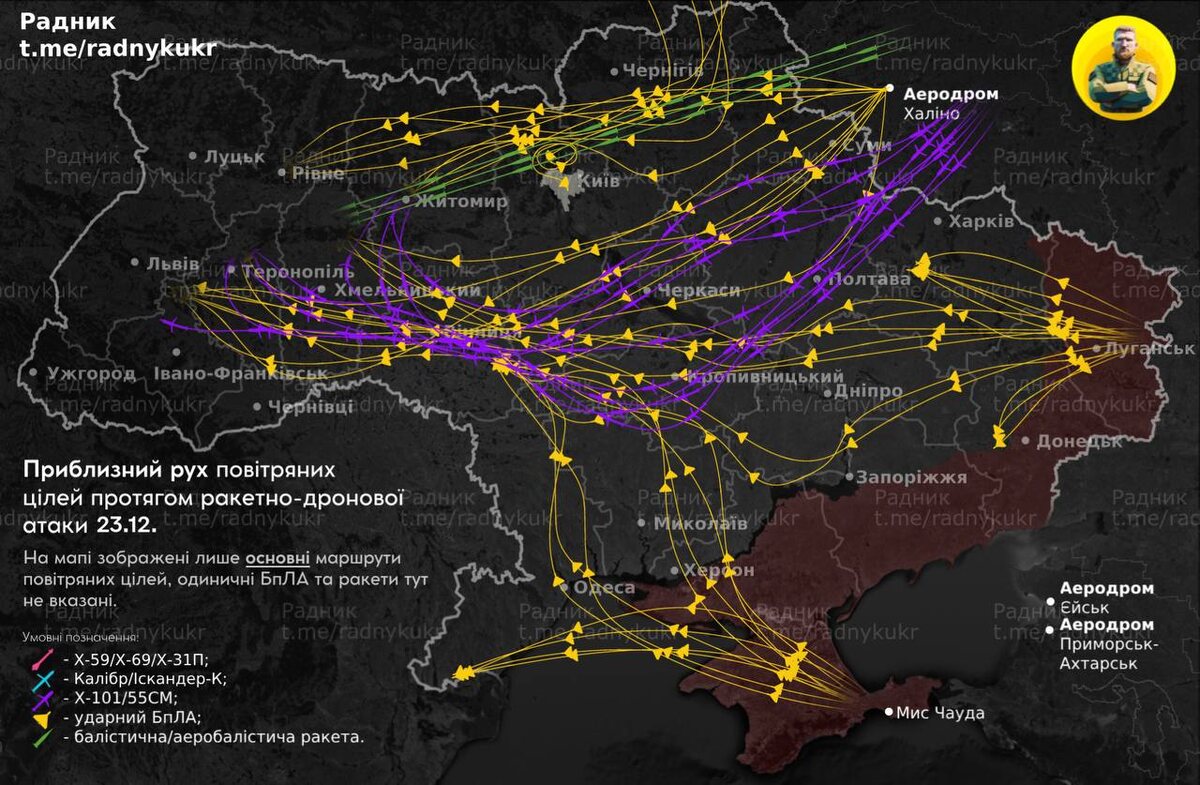    Украинская карта прилётов